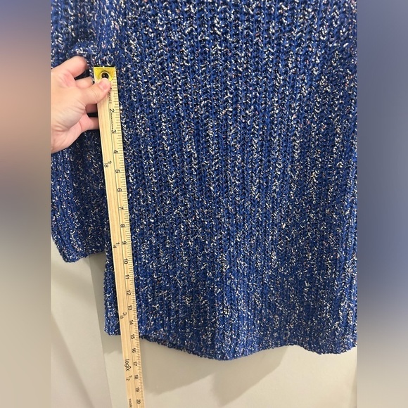 Talbots Open Knit Sweater Medium Petite Blue - Picture 9 of 9